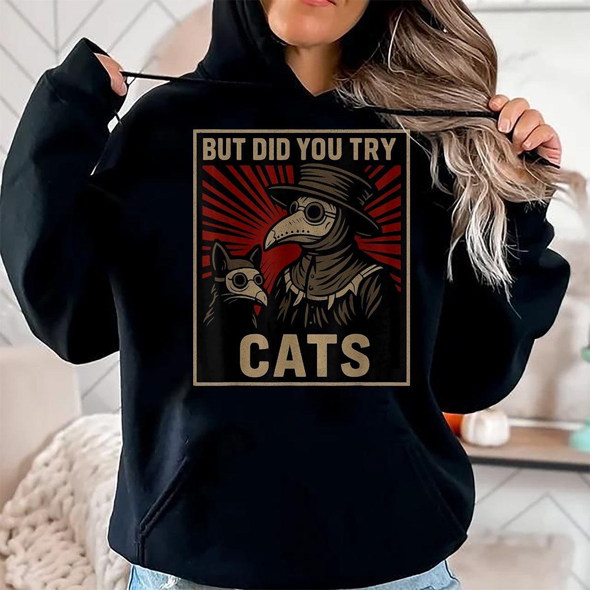 Best Doctor Shirt, Funny Doctor UnisexT-Shirt/Hoodie/Sweatshirt HLT00 - But Did You Try Cats Plague Doctor Middle Age Medicines T-Shirt, Women, Black, Large