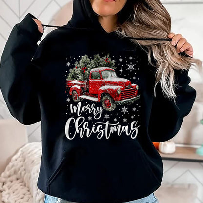 Merry Christmas Red Truck Family Matching Christmas Pajama T-Shirt - Christmas Unisex T-Shirt/Hoodie/Sweatshirt - TRNN00