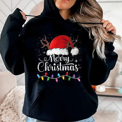 Christmas Shirts for Family, Funny christmas shirts, Christmas Unisex T-Shirt/Hoodie/Sweatshirt HLT00 - Merry Christmas Red Santa Hat Reindeer Xmas Family Men Women T-Shirt