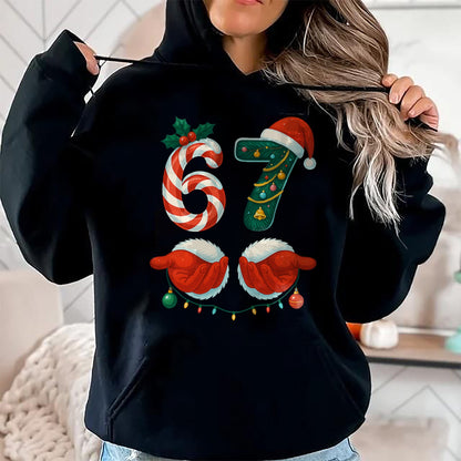 67 Christmas 6 7 Meme Pajamas Holiday Gen Alpha Slang T-Shirt - Christmas Unisex T-Shirt/Hoodie/Sweatshirt - TRNN00