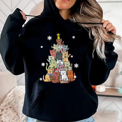 Christmas Shirts for Family, Funny christmas shirts, Christmas Unisex T-Shirt/Hoodie/Sweatshirt HLT00 - Ugly Christmas Sweater Cat Tree - Funny Xmas Cat Gift T-Shirt