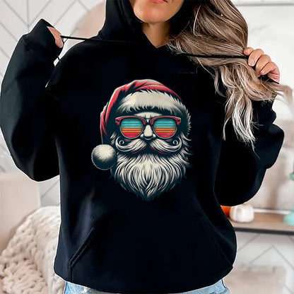 Christmas Shirts for Family, Funny christmas shirts, Christmas Unisex T-Shirt/Hoodie/Sweatshirt HLT00 - Santa Face Retro Sunglasses Christmas Xmas Men Women Kids T-Shirt