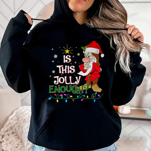 Is This Jolly Enough Grumpy Elf Pajama Christmas Lights T-Shirt - Christmas Unisex T-Shirt/Hoodie/Sweatshirt - TRNN00