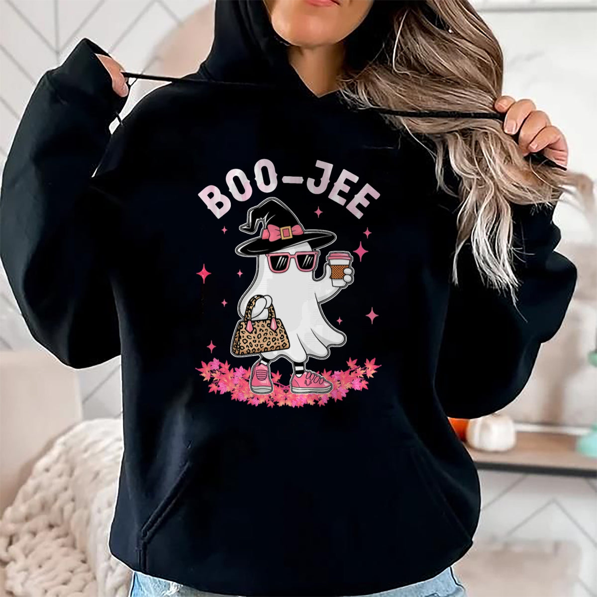 Hallowen Shirts for Family, Funny hallowen shirts, Hallowen Unisex T-Shirt/Hoodie/Sweatshirt HLT00 - Cute Boo Jee Ghost Halloween Leopard Ghost Coffee Womens T-Shirt