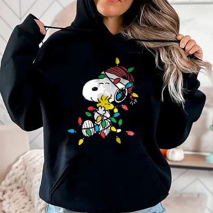 Christmas Shirts for Family, Funny christmas shirts, Christmas Unisex T-Shirt/Hoodie/Sweatshirt HLT00 - Peanuts - Snoopy Woodstock Christmas Lights T-Shirt