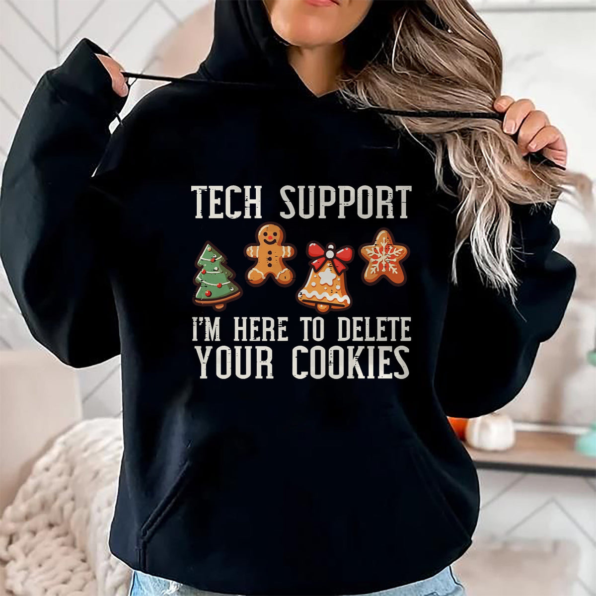 Christmas Tech Support Here To Delete Cookies Xmas Men Women T-Shirt - Christmas Unisex T-Shirt/Hoodie/Sweatshirt - TRNN00