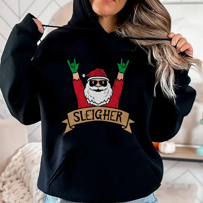 Christmas Shirts for Family, Funny christmas shirts, Christmas Unisex T-Shirt/Hoodie/Sweatshirt HLT00 - Christmas Sleigher Santa Rock Xmas Rocker Men Women Kids Boy T-Shirt