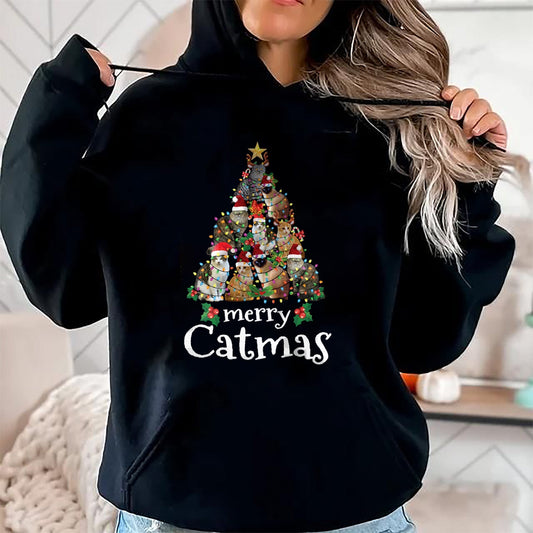 Merry Catmas Funny Cat Mom Cat Dad Christmas Cat T-Shirt - Christmas Unisex T-Shirt/Hoodie/Sweatshirt - TRNN00 (SKU2605-345)
