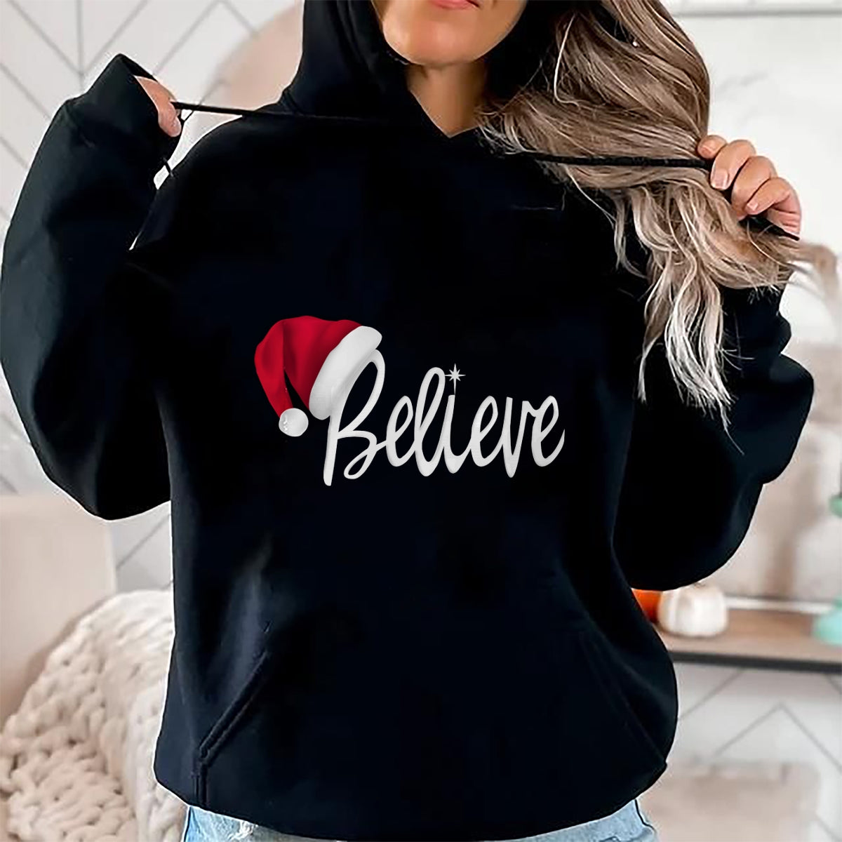 Christmas Shirts for Family, Funny christmas shirts, Christmas Unisex T-Shirt/Hoodie/Sweatshirt HLT00 - Christmas Long Sleeve T-Shirt - Believe in Santa Claus Shirt