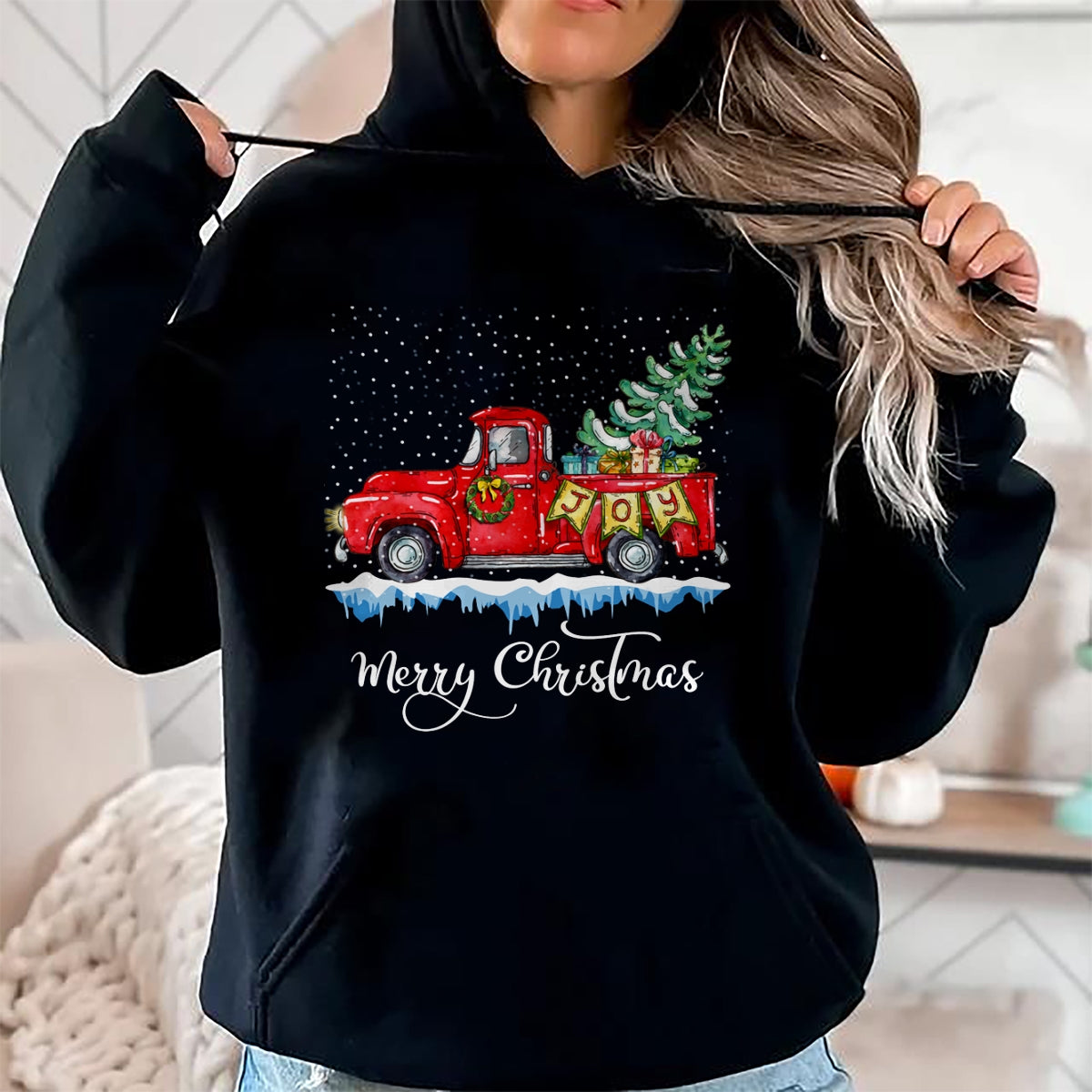 Christmas Shirts for Family, Funny christmas shirts, Christmas Unisex T-Shirt/Hoodie/Sweatshirt HLT00 - Vintage Merry Christmas Red Truck Old Fashioned Christmas Long Sleeve T-Shirt