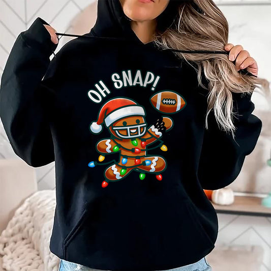 Funny Gingerbread Man Pajamas & PJs Xmas Holiday Oh Snap Gingerbreadman Christmas Football T-Shirt - Christmas Unisex T-Shirt/Hoodie/Sweatshirt - TRNN00