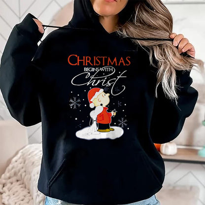 Christmas Shirts for Family, Funny christmas shirts, Christmas Unisex T-Shirt/Hoodie/Sweatshirt HLT00 - Christmas - Christmas Begins With Christ Xmas Gift Holiday costume T-Shirt