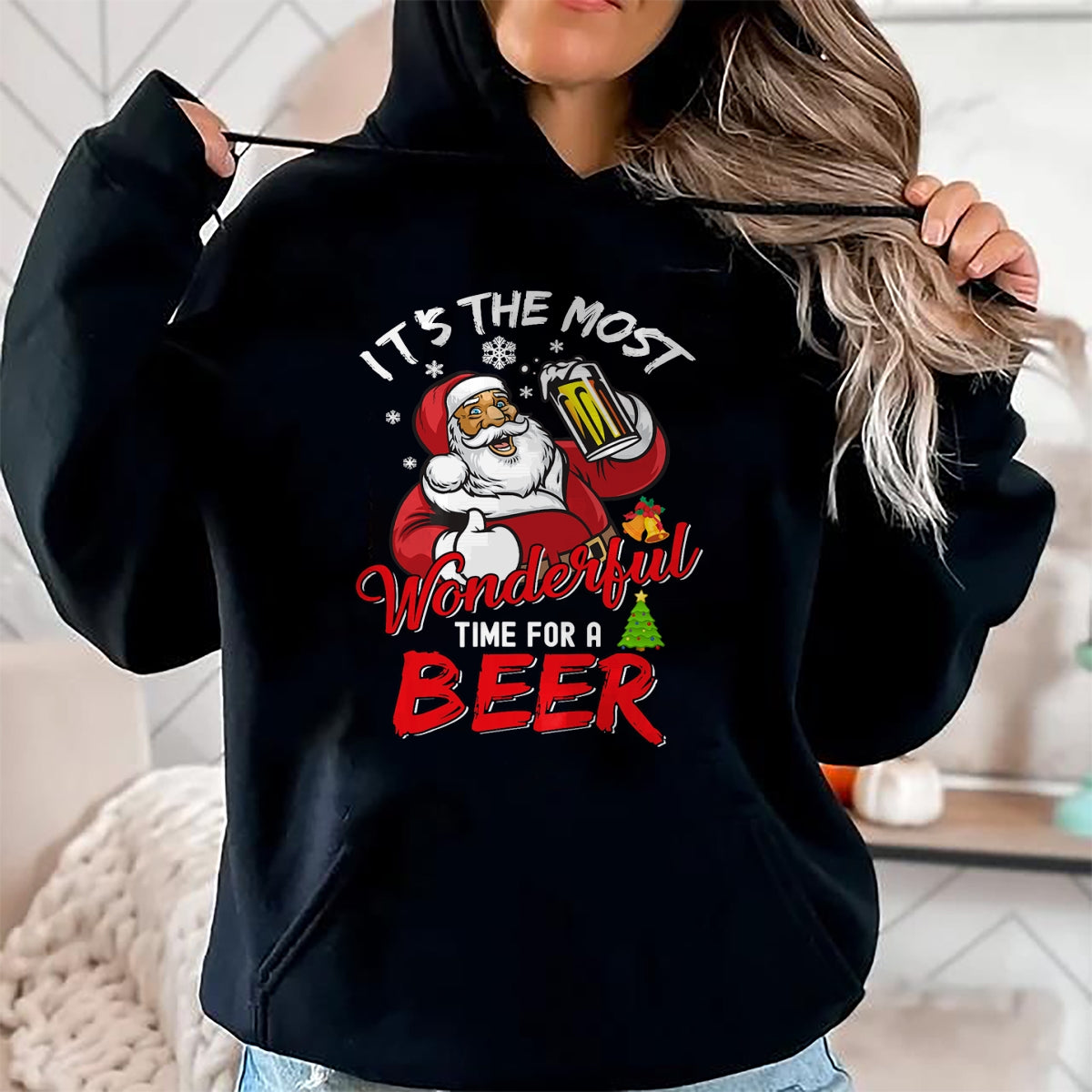 Christmas Shirts for Family, Funny christmas shirts, Christmas Unisex T-Shirt/Hoodie/Sweatshirt HLT00 - Funny Christmas Santa Claus Drinking Beer Wonderful Time T-Shirt