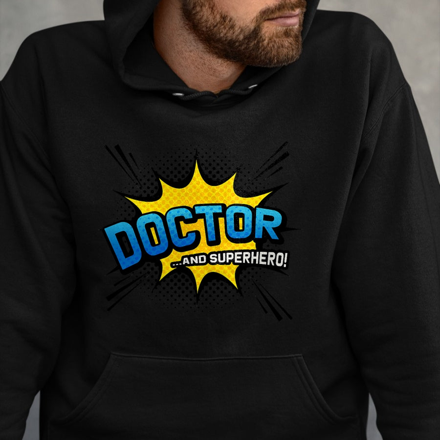 Best Doctor Shirt, Funny Doctor UnisexT-Shirt/Hoodie/Sweatshirt HLT00 - Doctor & Superhero - Comic Book Style T-Shirt
