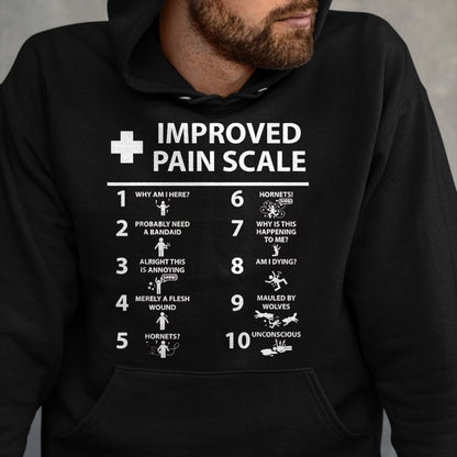 Best Doctor Shirt, Funny Doctor UnisexT-Shirt/Hoodie/Sweatshirt HLT00 - Improved Pain Scale Healthcare Nurse Pain Level Chart Doctor T-Shirt, Men, Black, 3X-Large