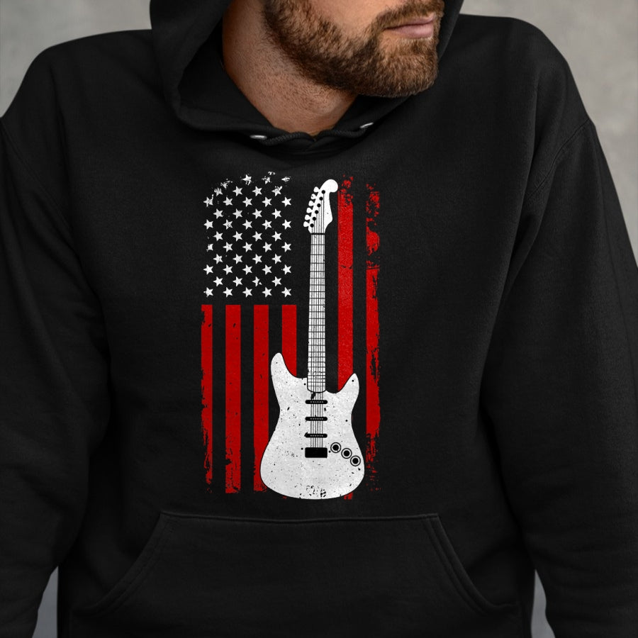 Guitar Lover Shirt, Funny Guitar UnisexT-Shirt/Hoodie/Sweatshirt HLT00 - Guitar American US Flag Music Player Electric Guitarist Gift T-Shirt