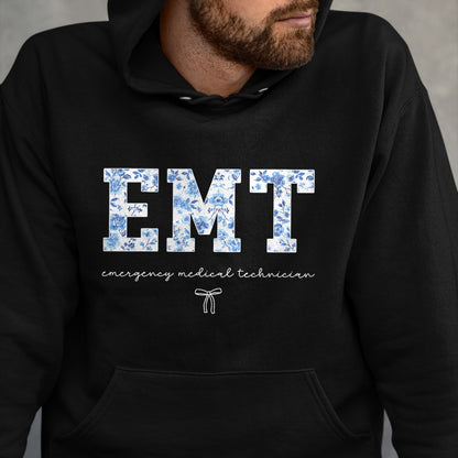 Best Doctor Shirt, Funny Doctor UnisexT-Shirt/Hoodie/Sweatshirt HLT00 - EMT Medical Technician Blue Floral T-Shirt