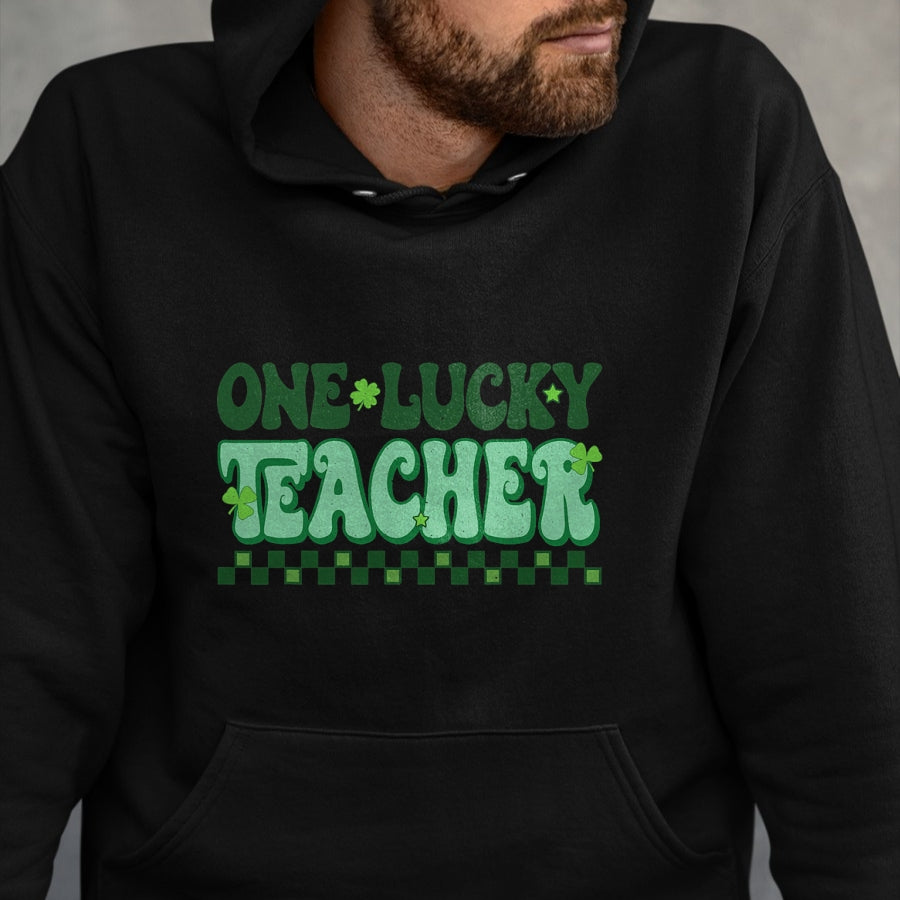 Patrick Day Shirts for Family, Funny Patrick Day shirts, st patrick's day Unisex T-Shirt/Hoodie/Sweatshirt HLT00 - St Patrick Day Shamrock One Lucky Teacher Retro Saint Pattys T-Shirt
