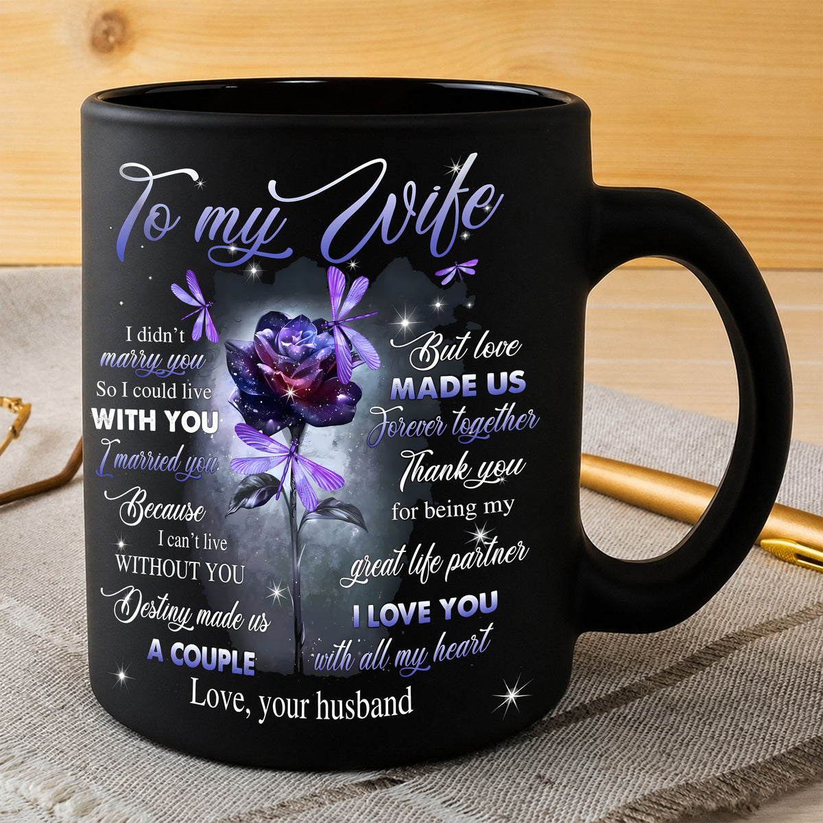 TO WIFE MUG - I LOVE YOU WITH ALL MY HEART - GIFT FROM HUSBAND (SKU2608-05)