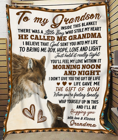 Special Gift For Grandson From Grandma - Fleece Sherpa Quilt Blanket (SKU2607-239)