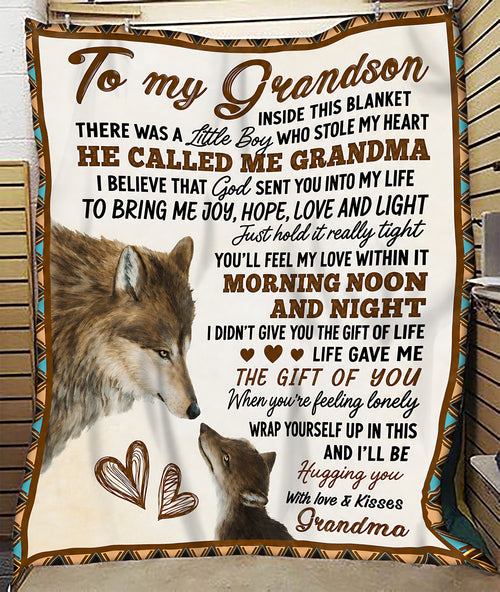 Special Gift For Grandson From Grandma - Fleece Sherpa Quilt Blanket (SKU2607-239)