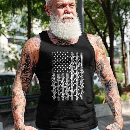 Best Farmer Life Shirt, Funny Farmer UnisexT-Shirt/Hoodie/Sweatshirt HLT00 - American Flag Corn Field Farmer Patriotic (on Back) T-Shirt (3)