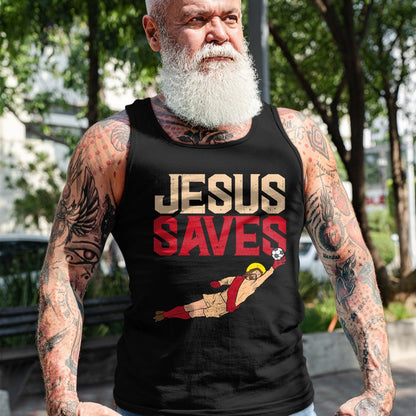 Christian Tee, Christian Faith Unisex T-Shirt/Hoodie/Sweatshirt HLT00 - Jesus Saves Soccer Football Goalie Sport God Christian Gift T-Shirt