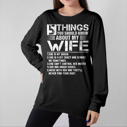 Best Wife Shirt, Wife and Husband Unisex T-Shirt/Hoodie/Sweatshirt HLT00 - 5 Things You Should Know About My Wife (On Back) husband T-Shirt
