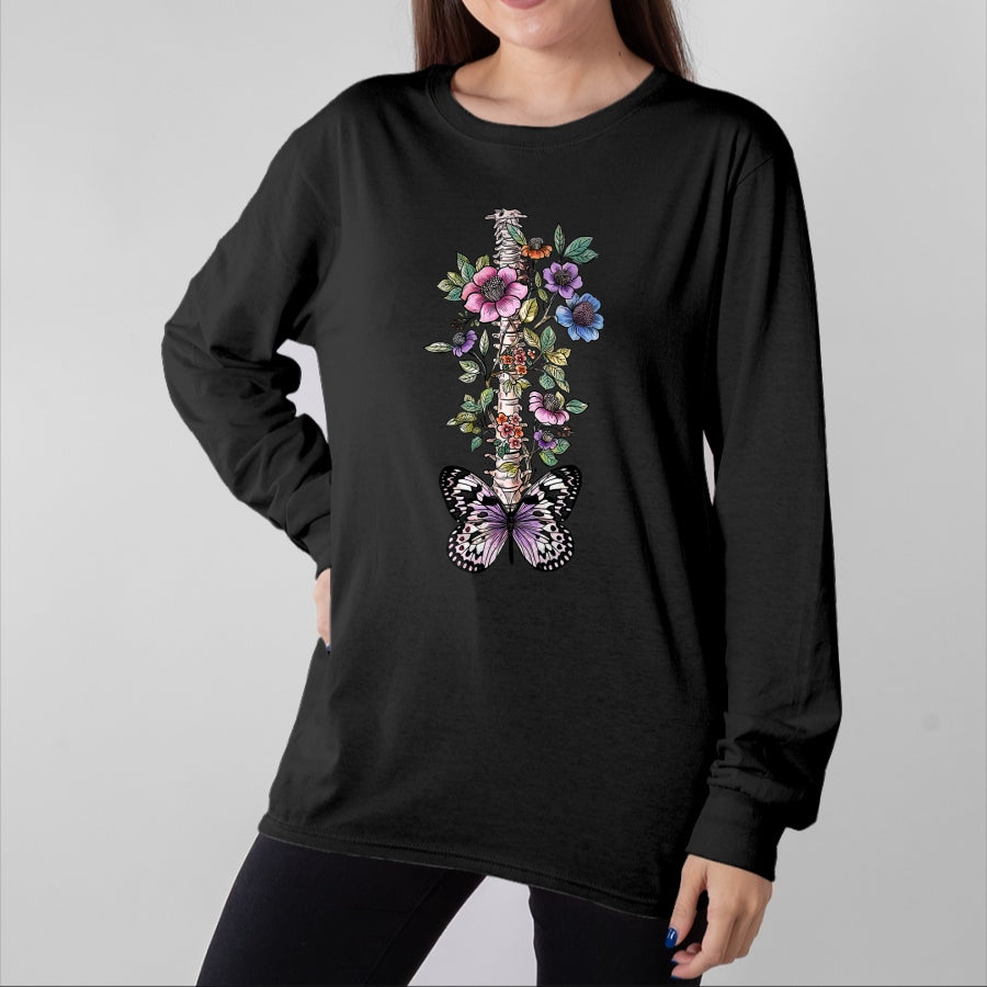 Best Doctor Shirt, Funny Doctor UnisexT-Shirt/Hoodie/Sweatshirt HLT00 - Floral Skeleton Butterfly Spine Chiropractor Chiropractic T-Shirt