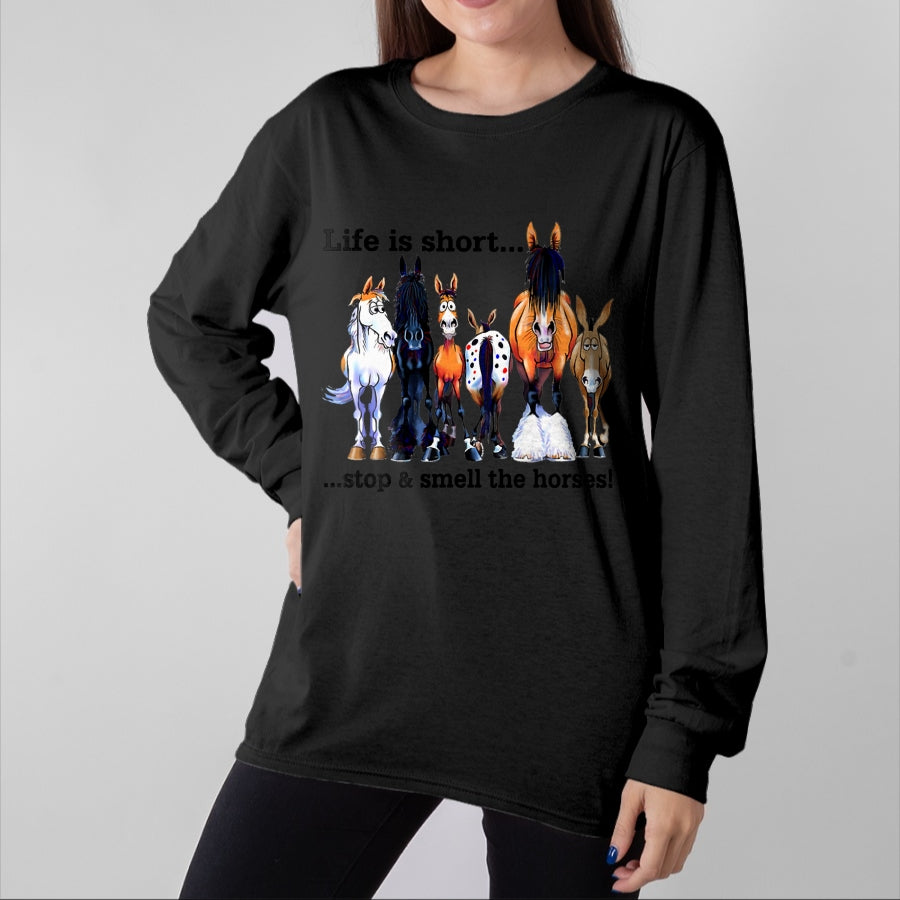 Best Horse Lover Shirt , Funny Horse UnisexT-Shirt/Hoodie/Sweatshirt HLT00 - Life is Short Stop and Smell The Horses T Shirts for Men Women Horse Lover Tees