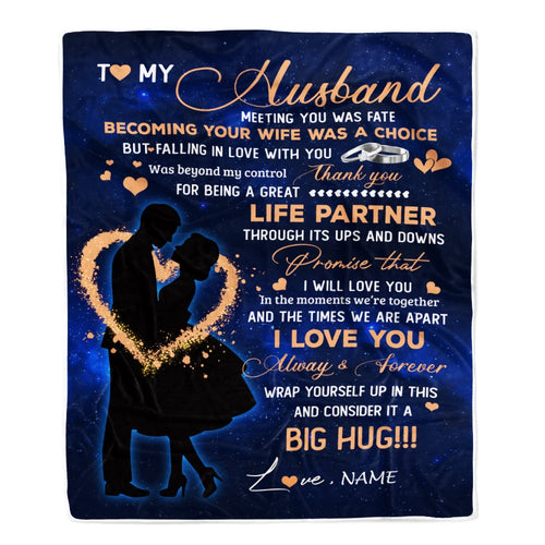 To My Husband Blanket From Wife Thank you It A Big Hug Husband Anniversary Wedding Day Valentines Christmas Fleece Throw Blanket