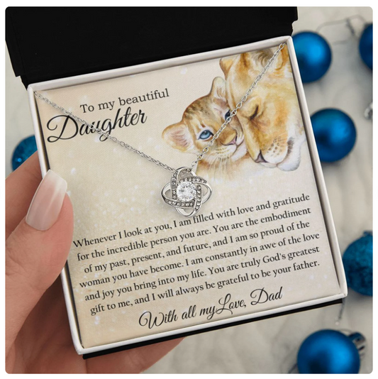 For My Daughter From Dad - Premium Love Knot Necklace