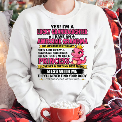 FEBRUARY - Yes! I'm a Lucky Granddaughter – Gift For Granddaughter From Grandma – TRNN02 (SKU2608-508-02)
