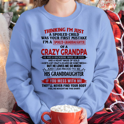 THINKING I’M JUST A SPOILED GRANDDAUGHTER OF A CRAZY GRANDPA - FROM GRANDPA - TRNN00 (SKU12-256-00)