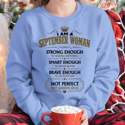 SEPTEMBER - NOT PERFECT BUT ALWAYS REAL - Birthday T Shirt For Woman - TRNN09 (SKU2605-90-09)