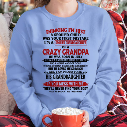 JULY - THINKING I’M JUST A SPOILED GRANDDAUGHTER OF A CRAZY GRANDPA - FROM GRANDPA - TRNN07 (SKU12-256-07)