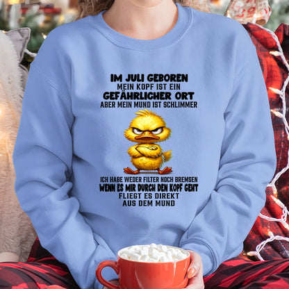 JULI – MEIN KOPF IST EIN GEFÄHRLICHER ORT – GEBURTSTAGS-T-SHIRT FÜR FRAUEN - DEU/TRNN07 (SKU2605-381-07)