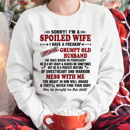 February - Spoiled Wife of Grumpy Old Husband - Special Gift For Your Wife From Husband - TRNN02 (SKU12-111-02)