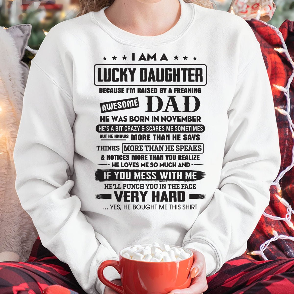 November - Lucky Daughter of Awesome Dad - Perfect Gift For Daughter From Dad - TRNN11 (SKU08-47-11)
