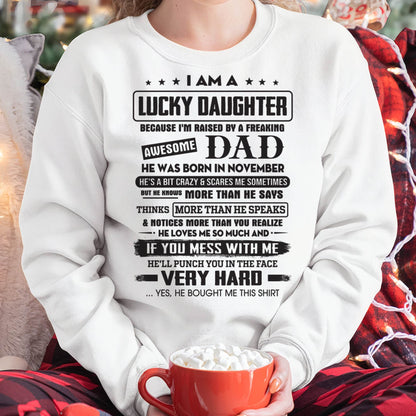 November - Lucky Daughter of Awesome Dad - Perfect Gift For Daughter From Dad - TRNN11 (SKU08-47-11)