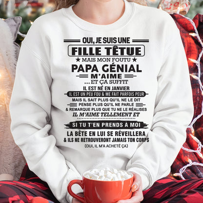 JANVIER - Oui, je suis une fille têtue – T-shirt | Cadeau d’anniversaire de papa pour sa fille - TRNN01 / fr01 (SKU12-214-01)
