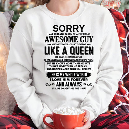 April - Sorry I am already taken by a freaking awesome guy - Gift for Wife From Husband - TRNN04 (SKU-SRG-04)