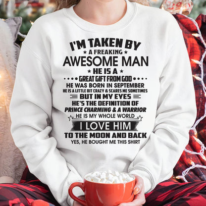 SEPTEMBER - I'M TAKEN BY A FREAKING AWESOME MAN HE IS A GREAT GIFT FROM GOD - FROM HUSBAND - TRNN09 (SKU26T-01234-09)