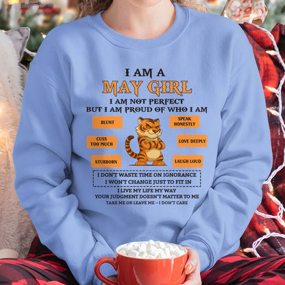MAY - I AM A GIRL - BIRTHDAY GIFT T-SHIRT FOR WOMEN - TRNN05 (SKU26T-01-62-05)