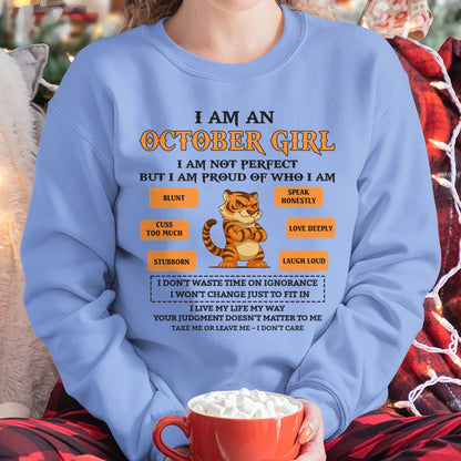 OCTOBER - I AM A GIRL - BIRTHDAY GIFT T-SHIRT FOR WOMEN - TRNN10 (SKU26T-01-62-10)