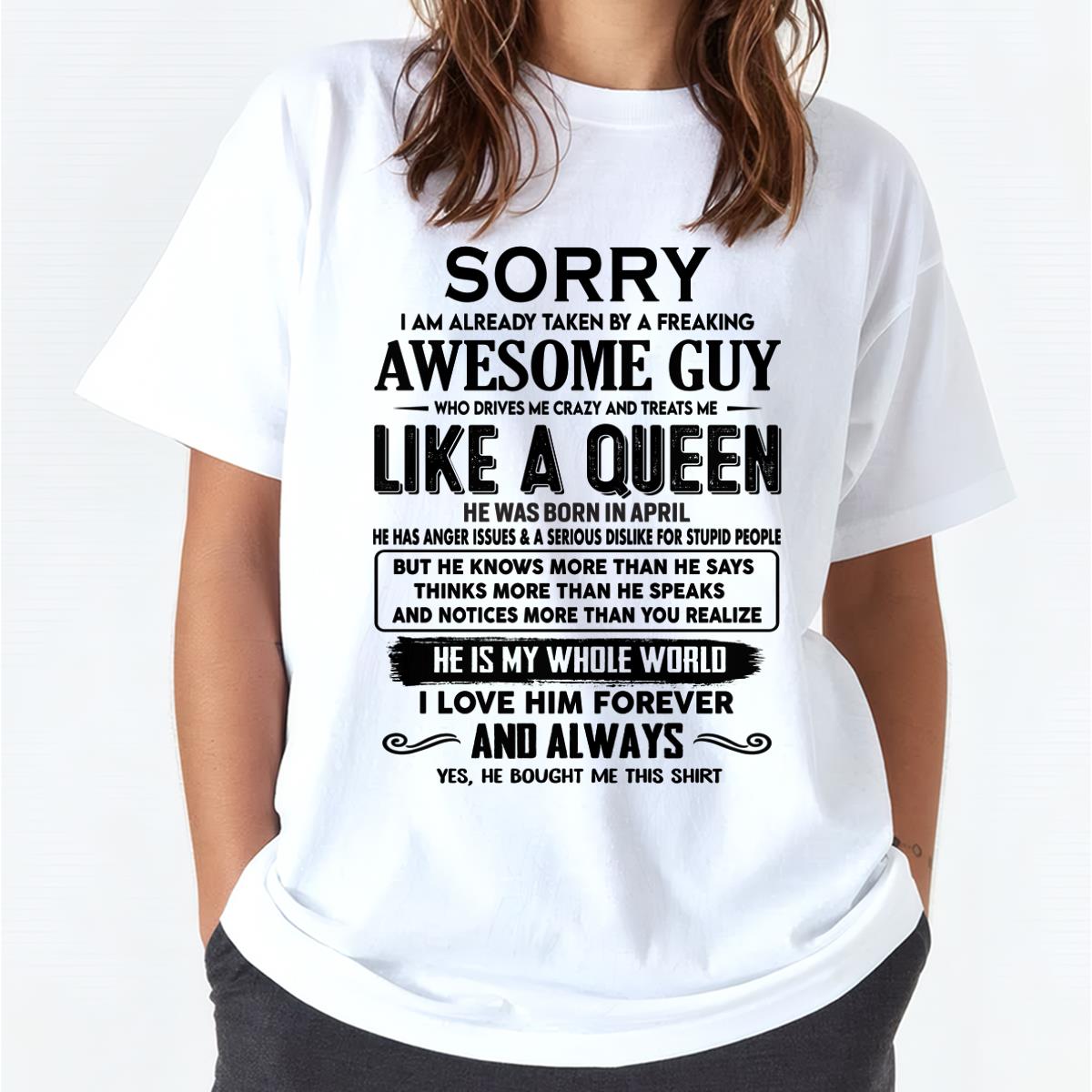 April - Sorry I am already taken by a freaking awesome guy - Gift for Wife From Husband - TRNN04 (SKU-SRG-04)