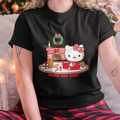 Christmas Shirts for Family, Funny christmas shirts, Christmas Unisex T-Shirt/Hoodie/Sweatshirt HLT00 - Hello Kitty Warm And Cozy Christmas T-Shirt