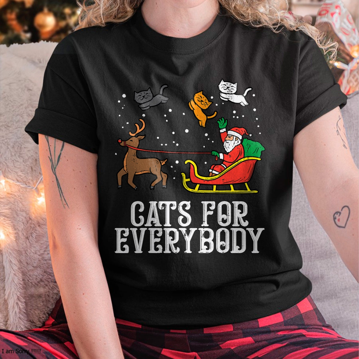Christmas Shirts for Family, Funny christmas shirts, Christmas Unisex T-Shirt/Hoodie/Sweatshirt HLT00 - Cats For Everybody Christmas Cat Funny Xmas Women Santa T-Shirt