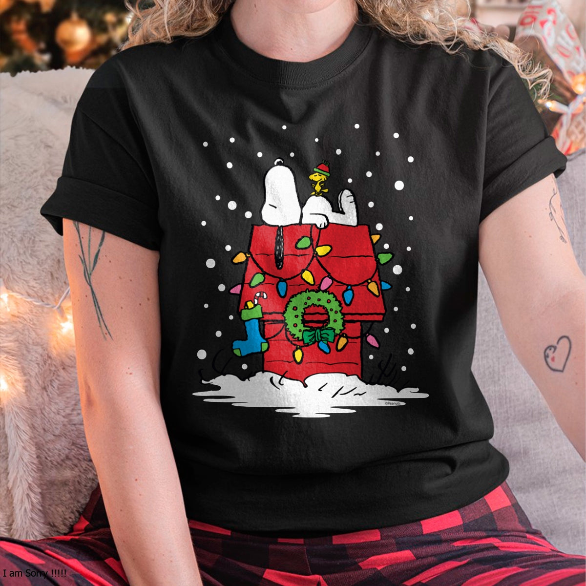 Christmas Shirts for Family, Funny christmas shirts, Christmas Unisex T-Shirt/Hoodie/Sweatshirt HLT00 - Peanuts Snoopy and Woodstock Stocking Long Sleeve T-Shirt