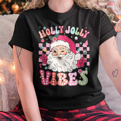 Christmas Shirts for Family, Funny christmas shirts, Christmas Unisex T-Shirt/Hoodie/Sweatshirt HLT00 - Groovy Cute Santa Claus Christmas Vibes Xmas Girls Womens T-Shirt